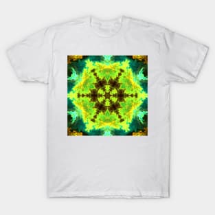 Psychedelic Mandala Flower Green Orange and Yellow T-Shirt